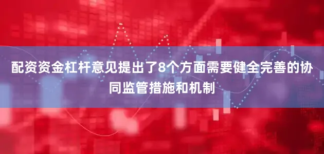 配资资金杠杆意见提出了8个方面需要健全完善的协同监管措施和机制